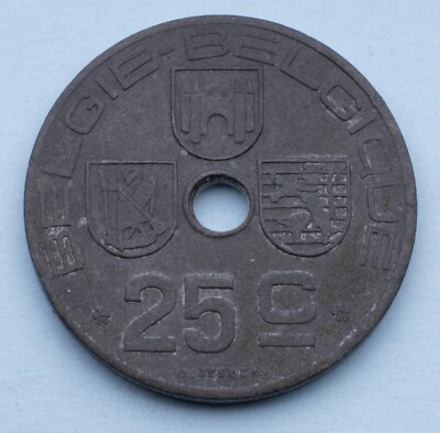 1945 Belgium 25 Centimes KM# 132 - BELGIE-BELGIQUE