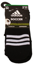 Adidas Men's M Black White Cushioned Soccer Socks Over The Calf 2 in Package