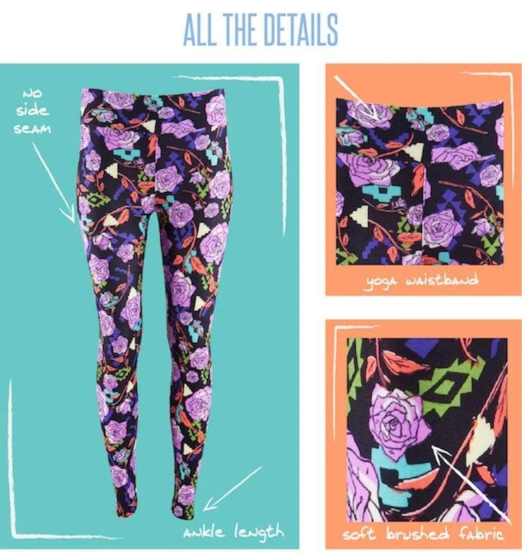 NWT LuLaRoe OS Leggings Purple w/ Pink & Orange Fruit Design - One Size - Image 3 of 4