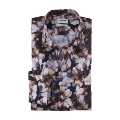 Olymp Level Five Herren Businesshemd rot floral 208474 18 marine