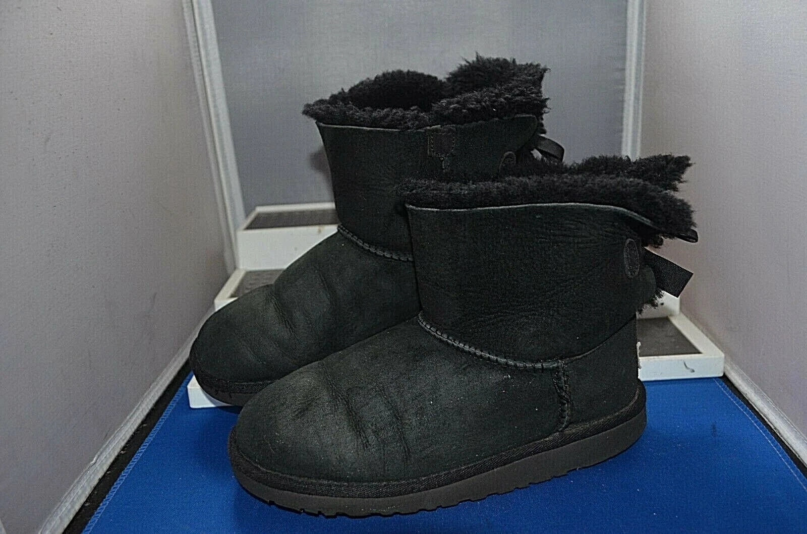 UGG AUSTRALIA STIVALI BASSI ELEGANTI ORIGINALI NERI SCAMOSCIATI UK 2 EU 33 US 3