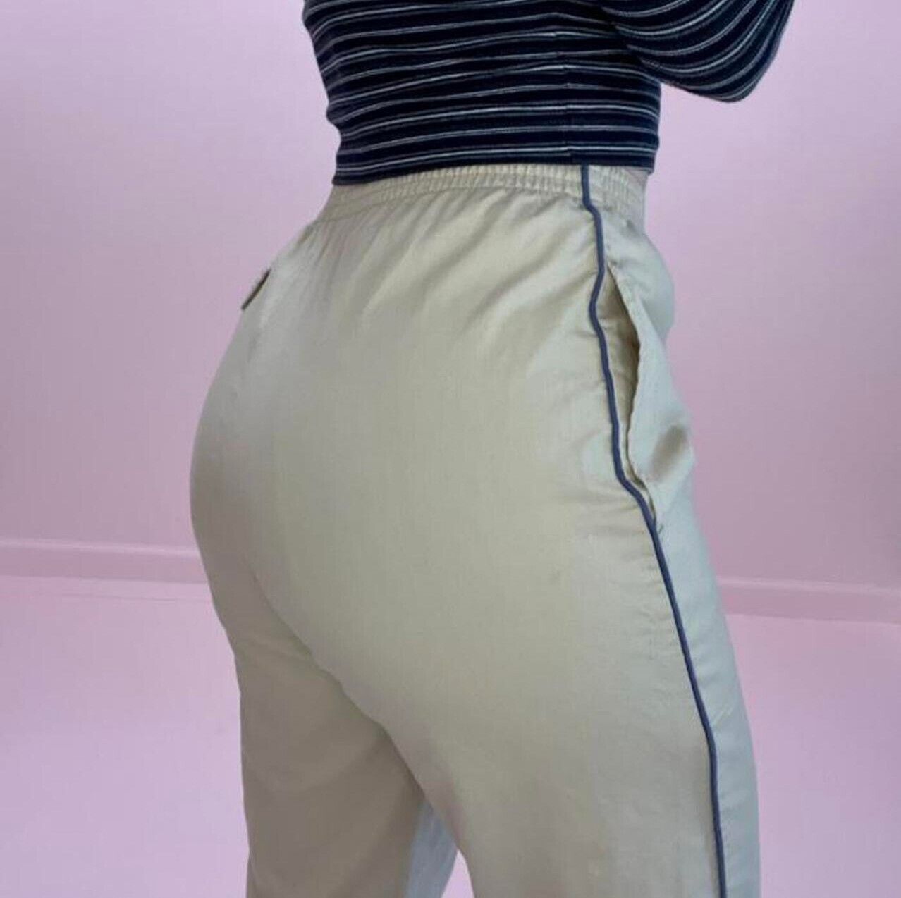 vintage 80s khaki pants with side stripe | eBay