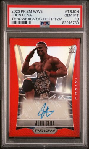 2023 John Cena WWE Throwback Signatures Red Prizm Auto PSA 10 Numbered /99 SP