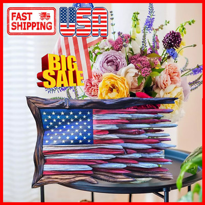 Wooden American Flag Patriotic Wall Art Decor Handmade US NEW