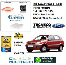 KIT TAGLIANDO FILTRI + OLIO BARDAHL 5W30 FORD FUSION 1.4 GPL GAS 80 CAVALLI 59KW