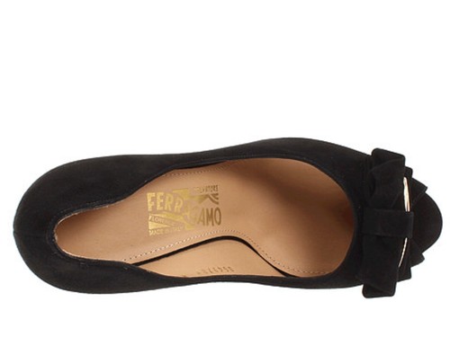 $650 NEW Salvatore Ferragamo US 9.5 Rossella Suede Black Pumps High Heels Shoes - Picture 6 of 7