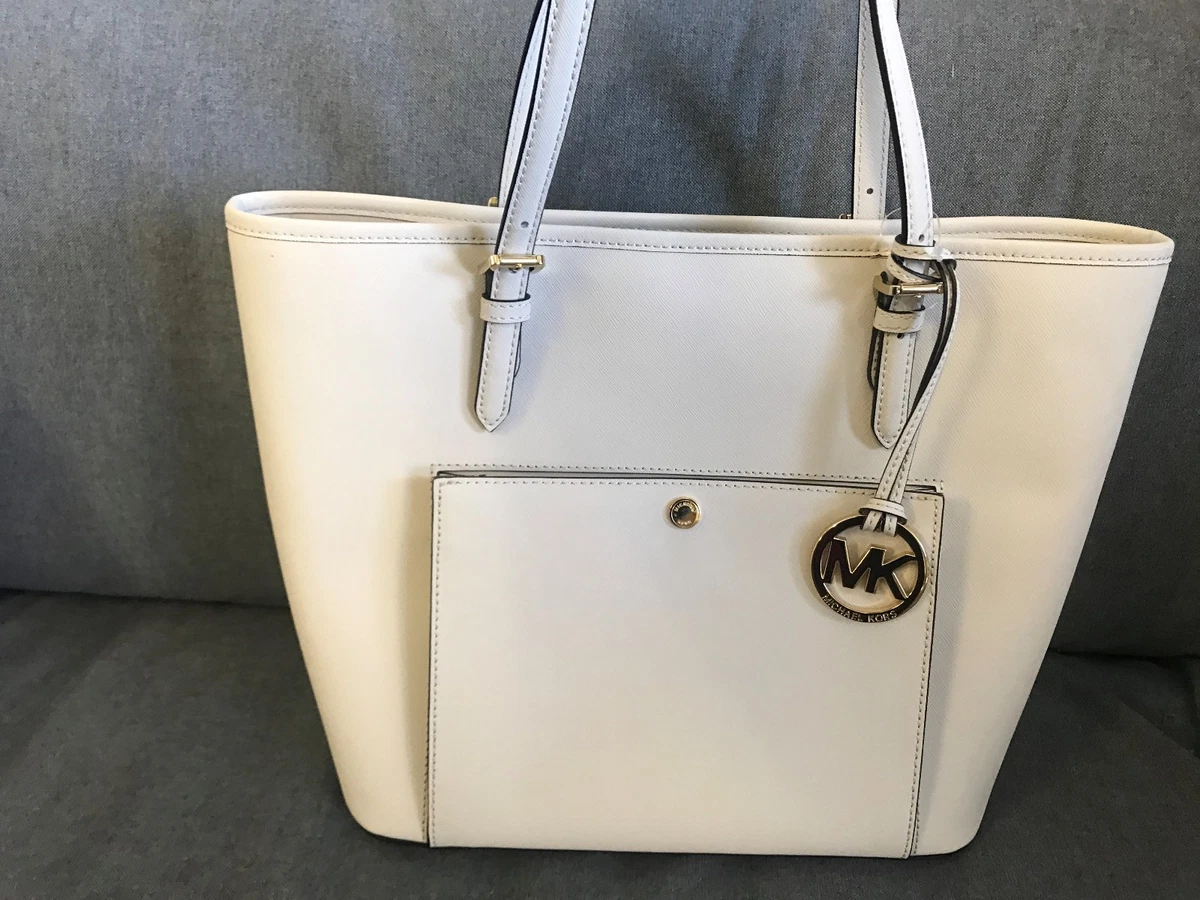 Michael kors jet set large leather pocket tote bag sales