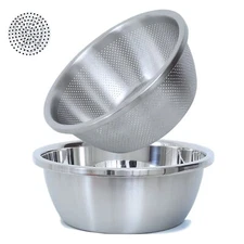 304 Stainless Steel Microporous Colander 1.5QT Large Capacity with Mixing Bow...