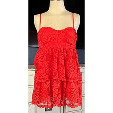 NWT New $190 Anthropologie Maeve Red Lace Party Mini Dress Petite LP
