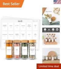 Elegant White Spice Labels - 142 Preprinted Waterproof Stickers for Glass Jars