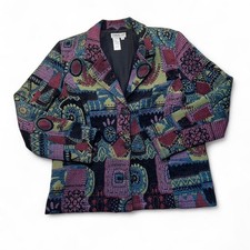Coldwater Creek Vintage 90s Purple Multicolor Tapestry Coat Jacket XL