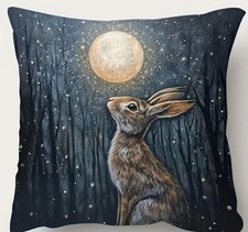 Super Soft Hare / Rabbit in the moonlight cushion cover  No. 1. 45cm x 45cm