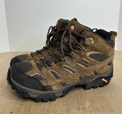 MERRELL MOAB 2 MID MENS 8.5 BROWN WATERPROOF HIKING BOOTS VIBRAM J06051
