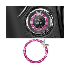 Car Butterfly Bling Ring Emblem, Car Buttons and Knobs Ring, Push to Start Bu...
