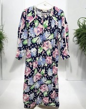 Vintage David Brown California Half Zip House Coat Mumu Dress Sz Large Floral