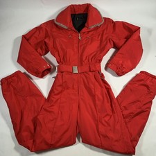 Bogner Ski Suit Womens Sz 6 Snowsuit One Piece Snow Bib Jumpsuit Red Fur Collar