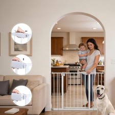 Double door baby safe gate for stairs doorways,adjustable 75-115 cm 29.53''-45