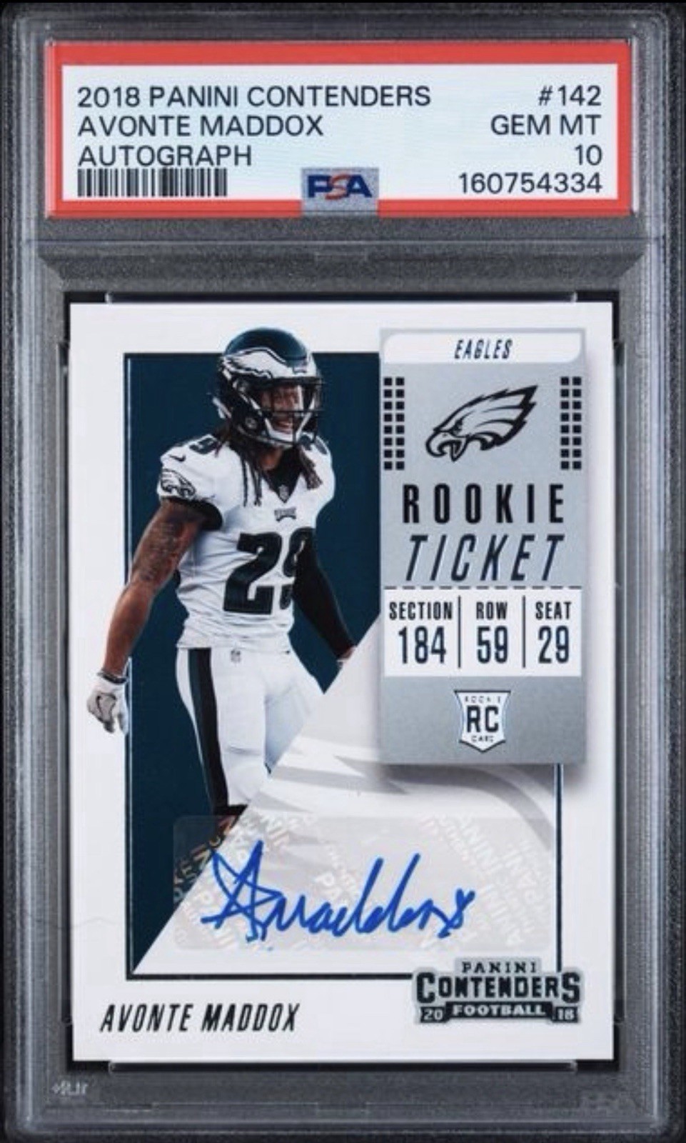 AVONTE MADDOX ROOKIE AUTO PSA 10 2018 CONTENDERS NFL #142