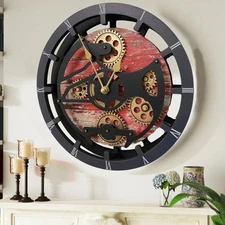 The Gears Clock CANADA LINE MANTEL CLOCK ROUND (HYBRID WALL) 16 INCH RED LAVA