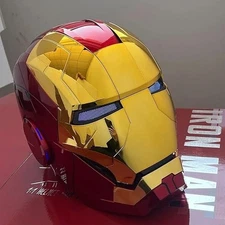 Iron Man Gold MK5 Helmet Electronic Voice Activated Open&Close Mask Autoking New