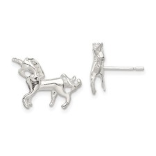 Sterling Silver Unicorn Mini Stud Earrings for Women L-11 mm, W-10 mm