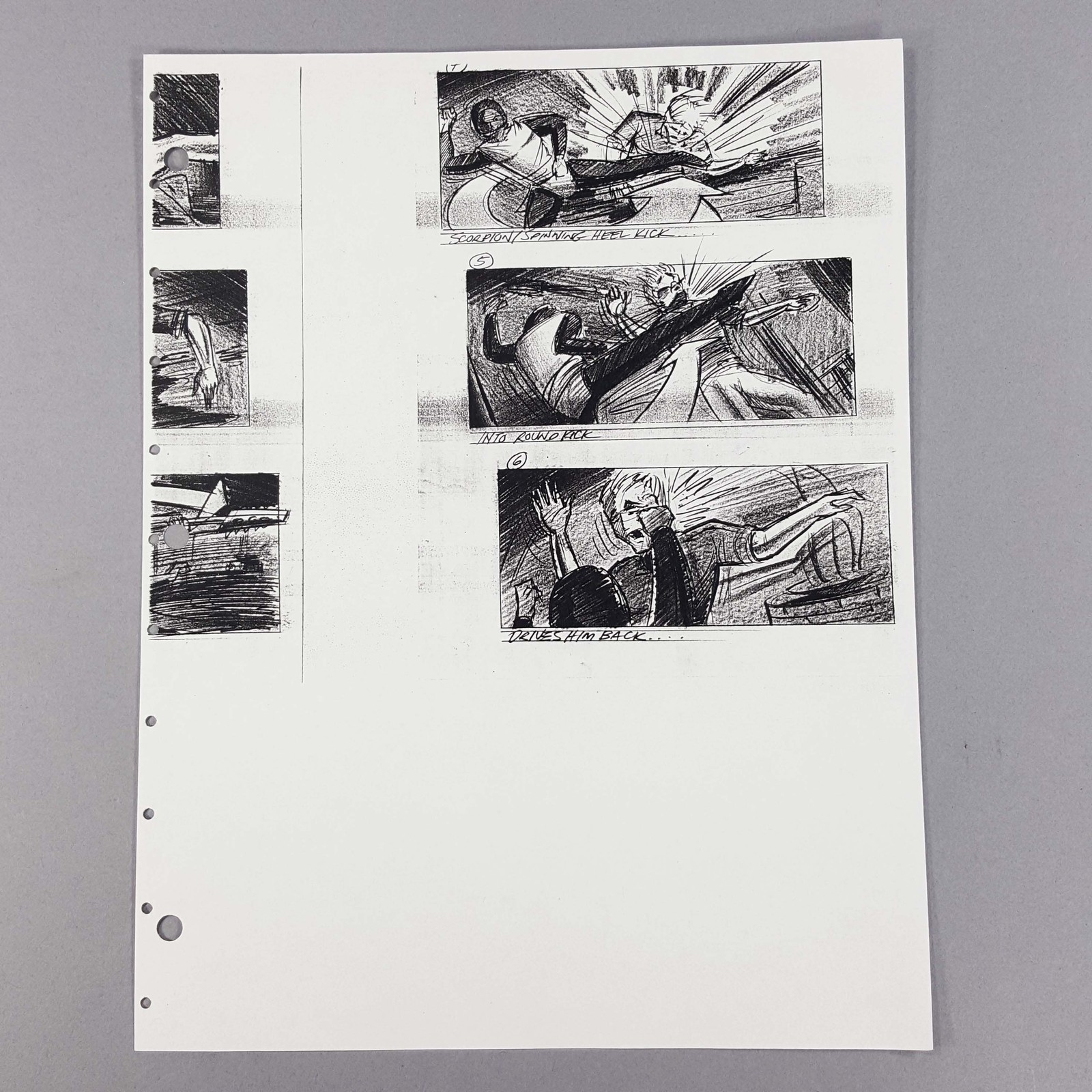 Mortal Kombat Movie Storyboard Scorpion Spinning Heel Kick Johnny Cage COA Prop