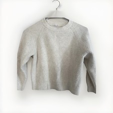 Uniqlo Girls Ivory Knit Pullover Sweater Long Sleeve Size 7-8 Crew Neck