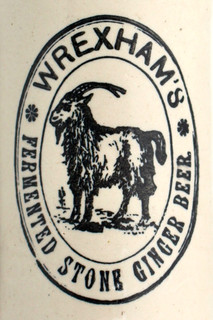 VINTAGE c1900s WREXHAM WALES GOAT PICTORIAL FERMENTED STONE GINGER BEER BOTTLE