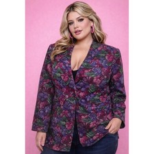 Christian Dior Separates Vintage Wool Floral Blazer Purple Magenta Size 14 y2k