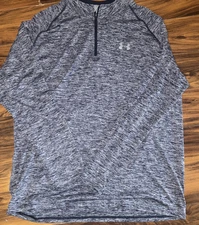 Under Armour Heat Gear Loose Blue/Gray Athletic Long Sleeve Pullover Size 2XL