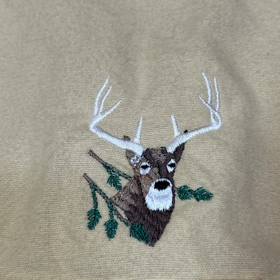 Cabela’s Men’s Medium Button Up Shirt Deer Embroidered Logo Yellow Long Sleeve - Image 4 of 4