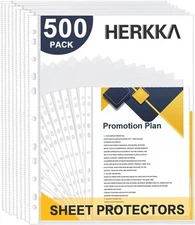 Sheet Protectors, HERKKA 500 Pack Upgrade Clear Plastic Page 500 Pack, 