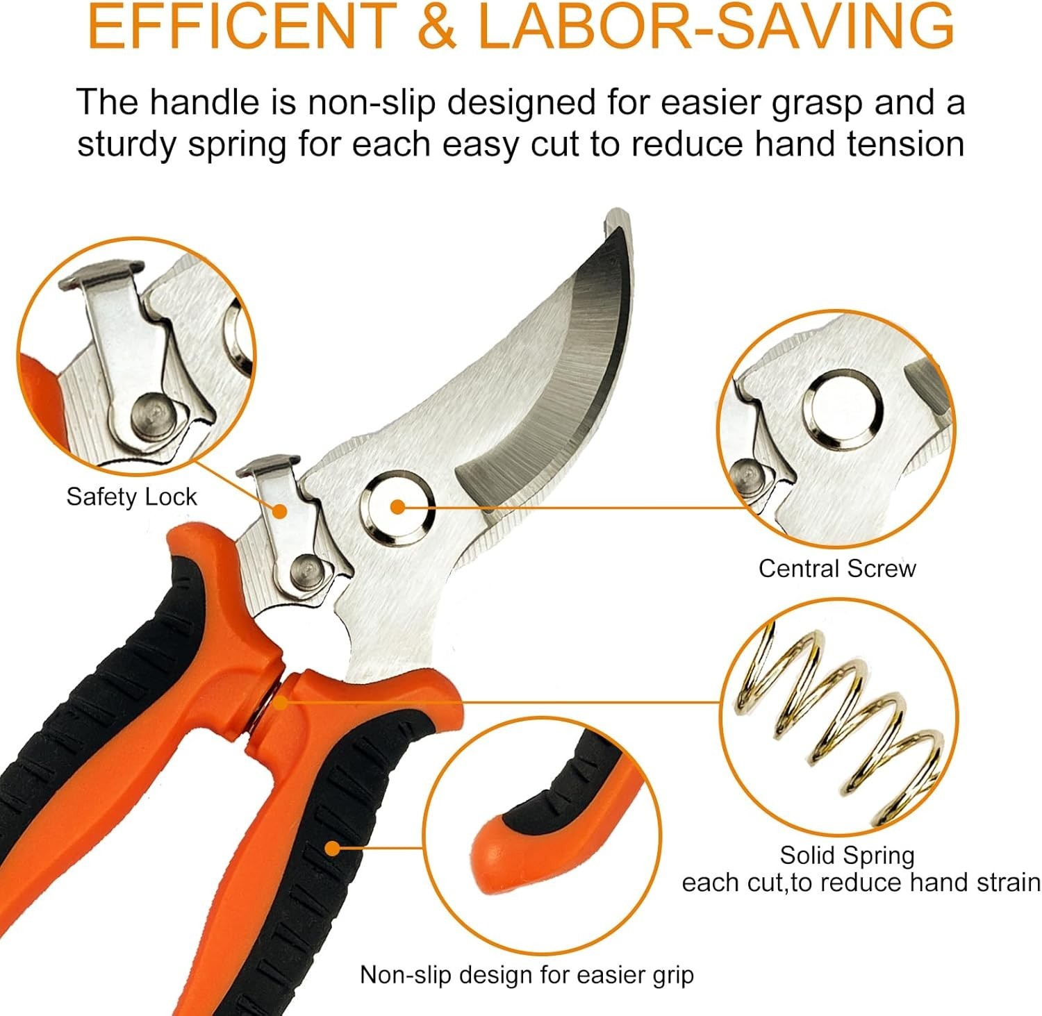 Garden Pruning Shears Set with Gloves Stainless Steel Clippers Handheld Plant To