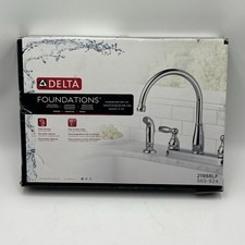 NEW Delta Foundations Kitchen Faucet with Side Sprayer Chrome Finish 21988LF