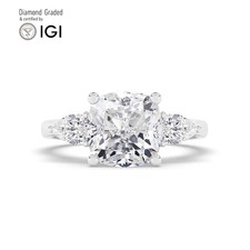 Cushion Diamond Trilogy Ring Platinum Labgrown 3.50 Ct Solitaire