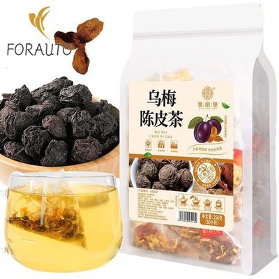 Chinese Dark Plum Matured Mandarin Peel Tea Combined Herbal Tea Bag 250g