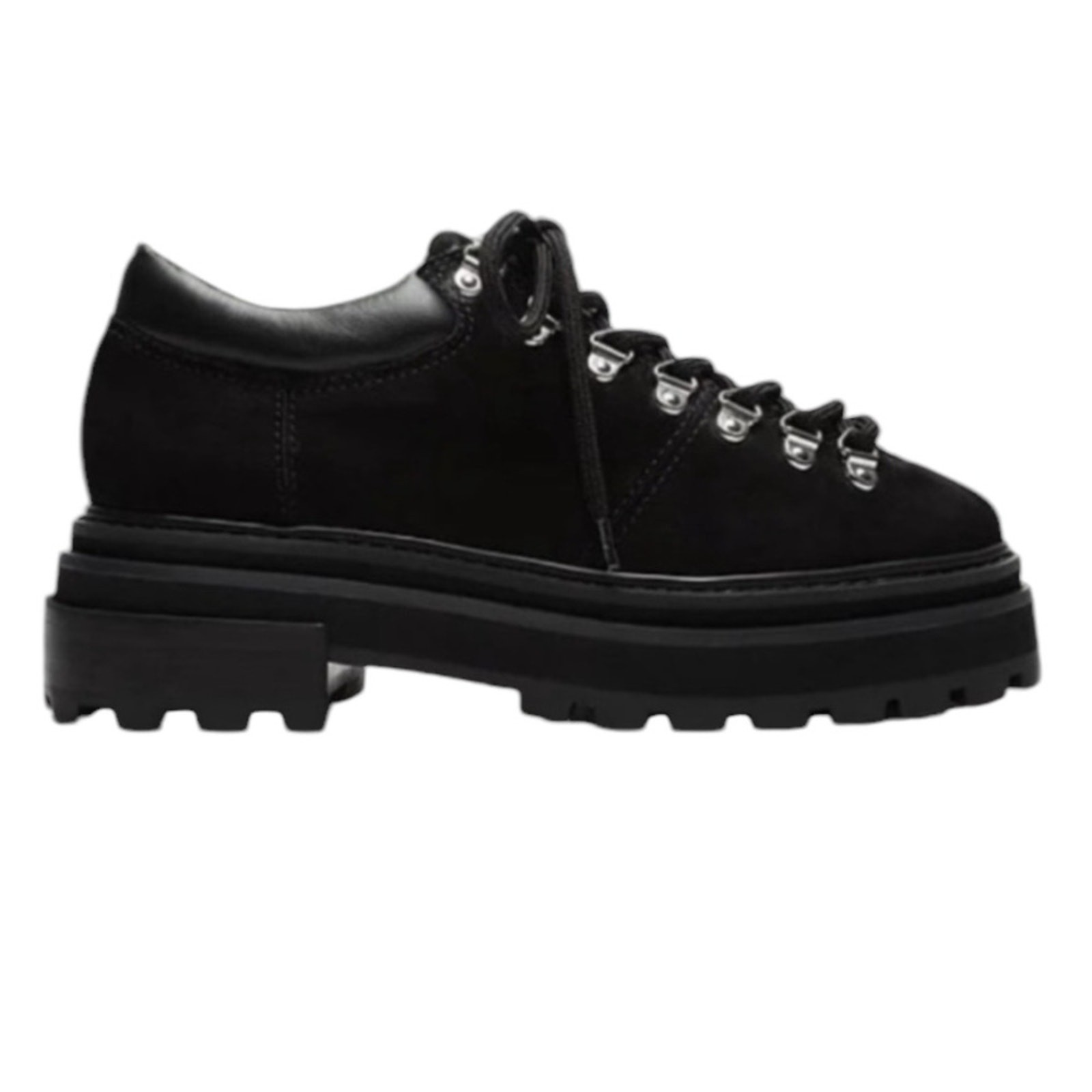 SAOLA Stivaletti neri nuovi senza etichette protezione Lucille scamosciati suola a strappo tacco a blocco taglia 7 5