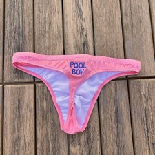 Personalizable Pool Boy custom embroidery mens Pink swim thong swimwear
