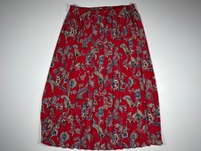 Alfred Dunner Skirt Women 14 Red Paisley Pleated Elastic Waist Vintage