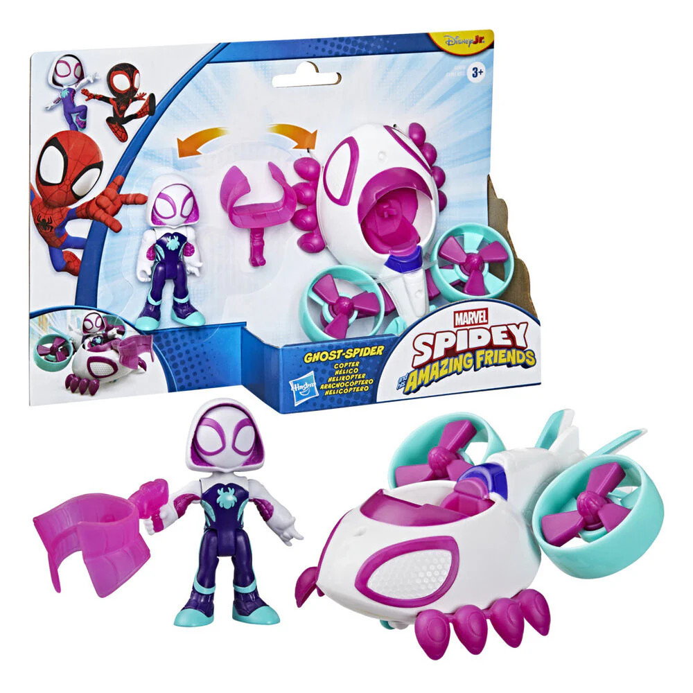 Figura + Vehiculo Ghost Spider Spidey y Su Superequipo Marvel