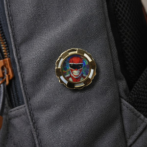 Vintage Bandai Power Rangers Red Ranger Hologram Metal Pin Badge