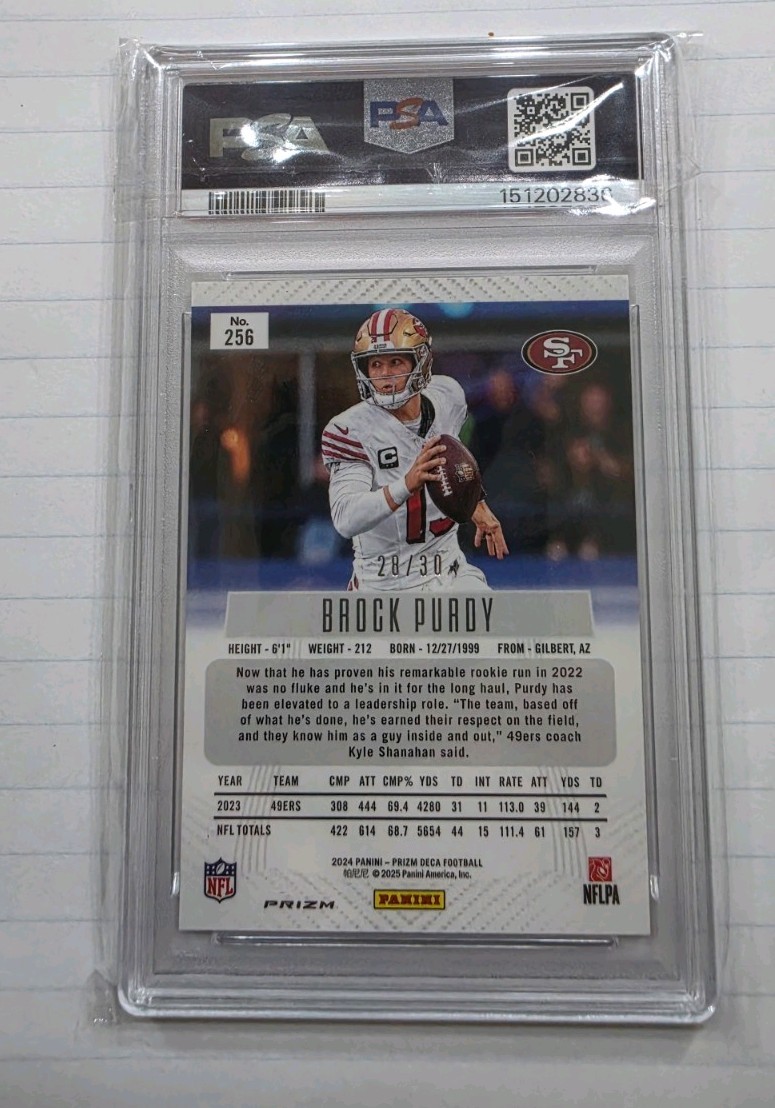 2024 Prizm Deca Brock Purdy  Mojo Prizm PSA 9 #256 view 2