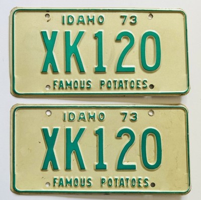 1973 Idaho License Plate Pair - Nice Original Paint Condition