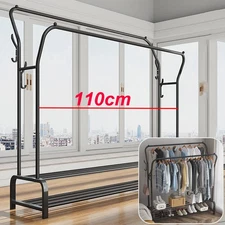 2 Bars Heavy Duty Clothing Garment Rack Clothes Organizer Double Rails Hanging