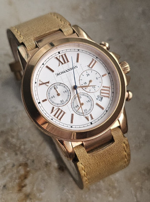 Romanson RL0245HMRW Herren Uhr Roségold Chronograph 5 ATM Wasserdicht NEU + Gara