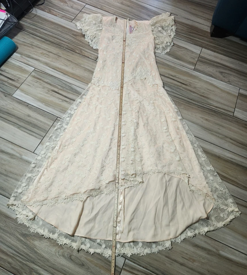 Vestido Vintage Susan Lanes Country Elegance Mujer 12 Rosa Claro Crema Encaje Foto 2 de 4