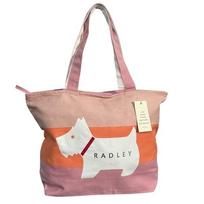 RADLEY London Heritage Dog Stripe Responsible Large Canvas Ziptop Tote Bag