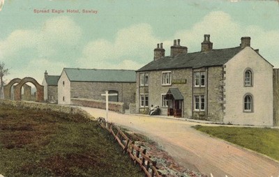 SPREAD EAGLE HOTEL, SAWLEY, OLD LANCASHIRE POSTKARTE POSTKARTE 1919 (ref 5482/25/W9)