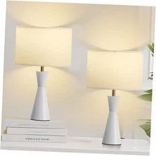 Nightstand Lamps Set of 2, 3-Color Dimmable Bedside Lamp for White