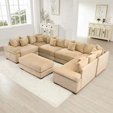 1-6 Seats Living Room Modular Sectional Sofa Chenille Couch Set w/O Ottoman